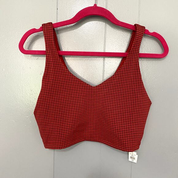 NEW Aerie Offline Red Herringbone Recharge Least Support Athletic Sports Bra M - Picture 1 of 7